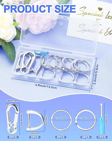 FIVEIZERO 13Pcs Keychain Kit, Key Ring and Keychain Clip, D Ring, Key Rings Bulk, Keychain Ring for Home Car Keys, Office in Kuwait