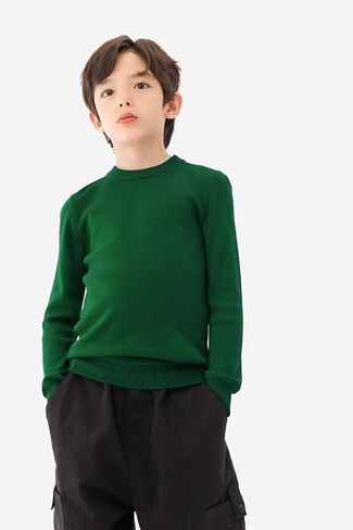 CUNYI Boys Girls Crewneck Sweater Long Sleeve Pullover Thermal Wool Solid Knit Top in Saudi Arabia