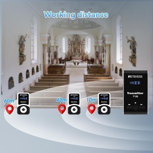 Retekess T130 Wireless Tour Guide System, Tour Guide Headsets, 64 Slot Charge Case, Tour Guide Microphone and Speaker for School, Resorts,Church (4 Transmitters and 60 Receivers) in Kuwait