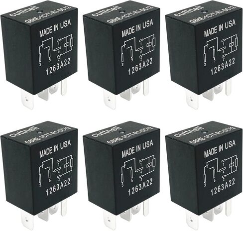 6-Pack G8HE-1C7T-R1-DC12 Relays 12VDC 40A 5-Pin SPDT High-Current Automotive Relay - Compatible with Select Jeep Vehicles - Fixes Cooling Fan, HVAC & Electrical Failures in Saudi Arabia