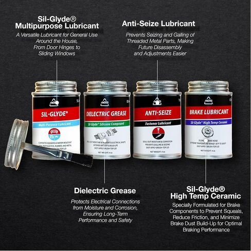 AGS Automotive Solutions 8oz Brush Top Lubricant Assortment Kit – Includes Dielectric Grease, Multipurpose Lubricant, Brake Lubricant, and Anti-Seize Lubricant (4-Pack) in Saudi Arabia
