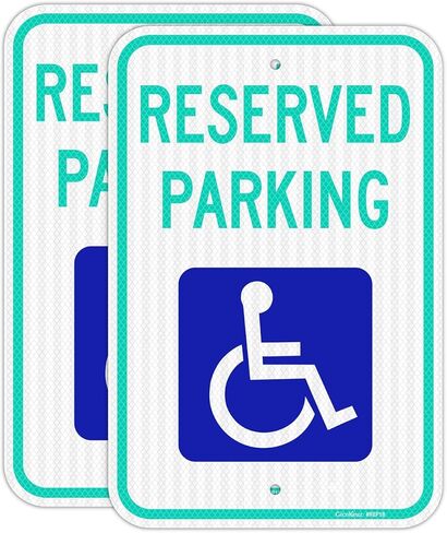 Handicap Parking Sign, 12" x 18" Reserved Parking Sign,Engineer Grade Reflective Aluminum, Fade Resistant,Indoor or Outdoor Use (2-Pack) in Saudi Arabia