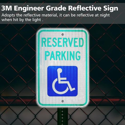 Handicap Parking Sign, 12" x 18" Reserved Parking Sign,Engineer Grade Reflective Aluminum, Fade Resistant,Indoor or Outdoor Use (2-Pack) in Saudi Arabia