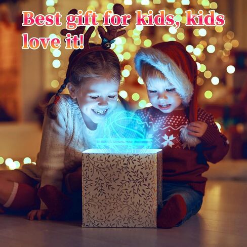 Basketball Night Light, 3D LED Night Lamp for Boys - Basket Ball Themed Bedroom Lamps, Optical Illusion Lamp with Remote Control, Perfect for Kids' Room Décor, Cool Gifts for Basketball Lovers in Kuwait
