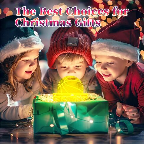 Basketball Night Light, 3D LED Night Lamp for Boys - Basket Ball Themed Bedroom Lamps, Optical Illusion Lamp with Remote Control, Perfect for Kids' Room Décor, Cool Gifts for Basketball Lovers in Kuwait