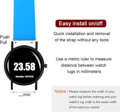 HARFINGTON Silicone Watch Band Quick Release Flexible Soft Rubber Watch Strap with Stainless Steel Clasp Replacement Wristband for Men Women in Kuwait