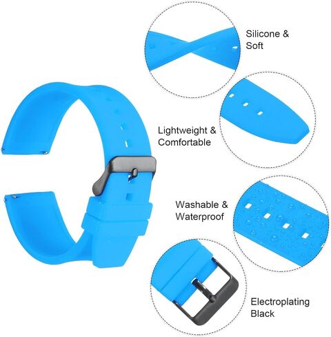HARFINGTON Silicone Watch Band Quick Release Flexible Soft Rubber Watch Strap with Stainless Steel Clasp Replacement Wristband for Men Women in Kuwait
