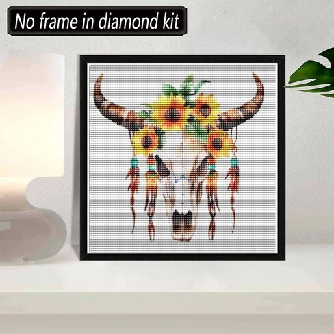 مجموعات طلاء الماس Skryuie 5D - مجموعات فن الماس DIY للبالغين زهرة جمجمة ، تدريبات مستديرة كاملة - غرزة كريستال الصليب - CHARK CRAFT من أجل الجدار والمكتب - 12x16 بوصة in Kuwait