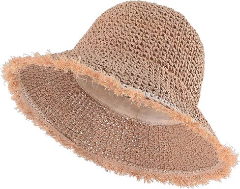 قبعة دلو القش للسيدات من Einskey - حماية UV خفيفة الوزن قابلة للعبّارة للسيارة المشي لمسافات طويلة على الشاطئ في الهواء الطلق المشي لمسافات طويلة in Kuwait