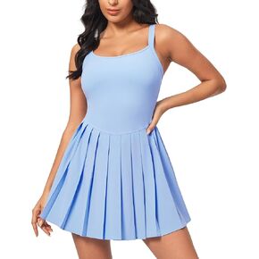 IUGA Tennis Dresses for Women with Shorts Easy Pezzy Athletic Dress for Women Adjustable Straps Workout Dress Removable Pads