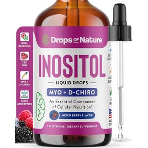 Inositol Supplement - Pure & Potent Myo-Inositol Vitamins for Women - Vegan, Easy Liquid Dose - Non-GMO Liquid Drops to Support Mental Clarity, Cellular Health and General Wellness (Mixed Berry, 60ml)