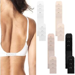 8 Pcs Bra Extender 1 Hook, 2 Size Women's Soft Bra Strap Extender Bra Back Clips Lady's Bra Extension Strap, 4 Colors