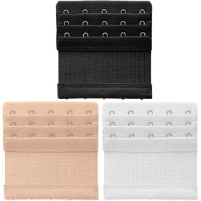 3 Pcs Women's Bra Extenders 5 Hook 3 Rows Soft and Comfortable Bra Extension Elastic Extenders Hooks Replacement for Back (White Black Apricot)