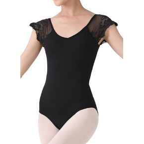 Kaia- Floral Lace Cap Sleeve Dance Leotard for Women