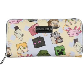 Minecraft Faux Leather Full Zip Around Clutch Wallet Game Characters Creeper Alex Steve Enderman Zombie