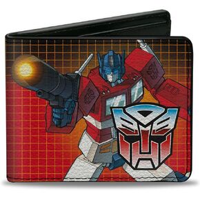 Hasbro Wallet, Bifold, Transformers Optimus Prime Blaster Pose and Autobot Shield, Vegan Leather