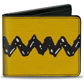 Peanuts Worldwide LLC Wallet ، Bifold ، Peanuts Charlie Brown zig Zag Stripe Black ، جلد نباتي