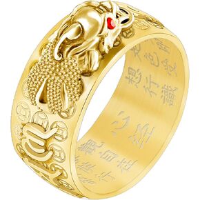 HJ Huaj Feng Shui Ring Feng Shui Pixiu Mantra Ring Pixiu Rings Amulet Lucky Wealth Jewelry Ring Ring