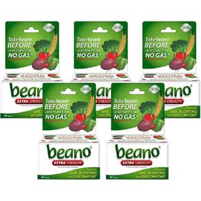 Beano Extra Strength, Gas Prevention & Digestive Enzyme Supplement, 30 Count (Pack of 5)