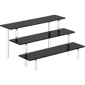 3 Tier Perfume Organizer Stand, Black Acrylic Risers Display Stands, Cologne Shelf Dessert Display for Party, Figure Stand Funko POP Shelves, Collection Cosmetic, Cupcake Stand Holder