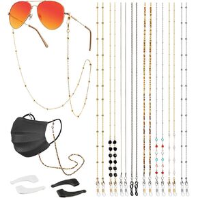 8 PCS سلسلة نظارات ، حاملي نظارات العين حول سلسلة نظارات الرقبة للنساء ، حزام نظارات أنيقة للبنات للأطفال