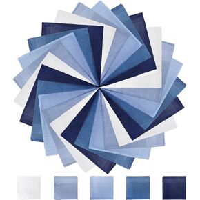 25 Pack Men's Handkerchiefs, Soft Pure Cotton Hankies for Men, 15.5 Inch Classic Pocket Square Towel for Gift, Anniversary, Father's Day, Assorted Colors