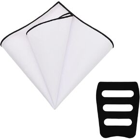 White Pocket Squares for Men, Mens Linen Cotton Handkerchiefs with Pocket Square Holder for Daily Wedding Banquet