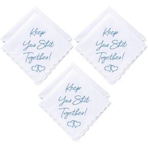 W&F GIFT Handkerchief - 12" x 12" - Something Blue for Bride on Wedding Day - Fun Gift