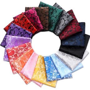 Geyoga 17 PCS 8.9 × 8.9 بوصات مناديل جيب Paisley للرجال Paisley Pocket squar