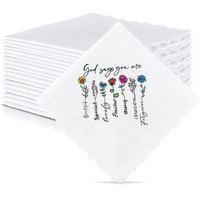 24 Pcs Mother's Day Gift Christian Flower Handkerchiefs for Women Bible Verse Aesthetic Cotton Handkerchiefs Inspirational Religious Hankies Gifts Bulk for Christian Women Prayer