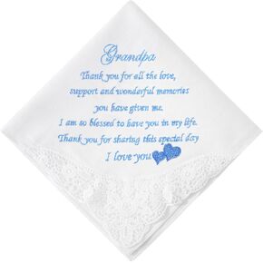 Wedding Handkerchiefs Mother Father of the Bride Gifts, Something Blue Embroidered Hankies Gifts On Wedding Day