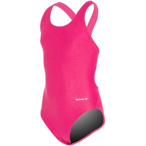 Sporti Solid Wide Strap One Piece Swimsuit Bathing Suit for Girls with UPF Protection and Racerback Style Youth Old Version