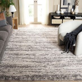 SAFAVIEH Hudson Shag Collection Area Rug - 8' x 10', Ivory & Grey, Modern Design, Non-Shedding & Easy Care, 2-inch Thick Ideal for High Traffic Areas in Living Room, Bedroom (SGH206A)