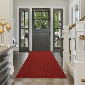 jxgzyy Red Runner Rugs 3'x10 '، ممسحة مدخل غير قابلة للانزلاق ، 0.3 بوصة عداء السجاد في الهواء الطلق مع دعم المطاط ، حصيرة أرضية مخصصة للماء للمرونة المطبخ غسيل الممر