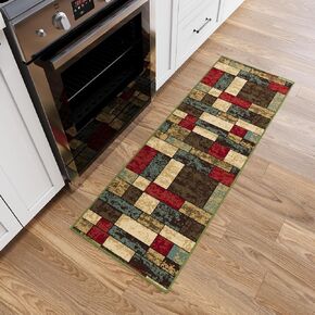 Ottomanson Hallway Runner Rug 20" x 59" Non Slip Boxes Area Rugs Easy to Clean Laundry Rug Runner Durable & Pet Friendly Floor Carpet Runners for Hallways Entryway Living Room Kitchen, Multicolor