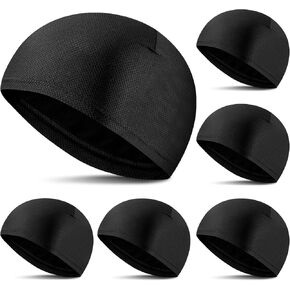 6 حزمة تبريد الجمجمة غطاء الخوذة خوذة بطانة حريرية غطاء رأس غطاء رأس Do Rag for Men Sport Sport Cycling يركضون قبعة الفتل للرجال النساء الأسود