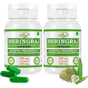 كبسولة Eclipta prostrata للرجال والنساء | Bhringraj | الملحق العشبي الايورفيدا | 500 ملغ. لكل وجبة | 60 كبسولات الخضروات | مصنوع من مستخلص طبيعي من نبات Bhringraj (حزمة من جرة واحدة)