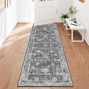 Capslpad 2x8 Boho Hallway Runner ، Brown Vintage Ultra Soft Fabric Rugh Runner ، ودعم المطاط غير القابل للانزلاق ، والمتسابقين في كومة منخفضة مقاومة للبقع للممرات ، والمطبخ ، ودخول ، وغرفة نوم ، وغسيل الملابس
