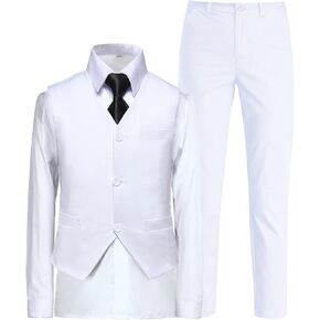 Boys Suit for Kids Toddler Boy 4-Piece Wedding Tuxedo Suits Vest and Pants Set