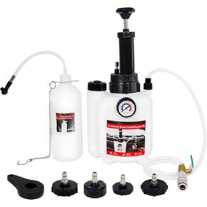 SGT 3L Brake Bleeder Kit，Manual Brake Bleeder Fluid Pump with 1L Brake Fluid Bleed Bottle and 4 Master Cylinder Adapters for Most Vehicles