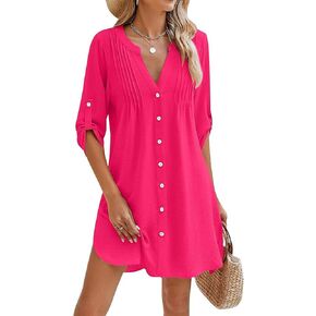 Moss Rose Women Women Beach Cove Ups V Neck Button Down Swimsuit Coverup Swimwear Goal
