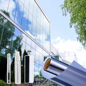 Windimiley One Way Privacy Window Film, Mirror Reflective Window Film See Out Not in,Window Tint for Home Sun Blocking Anti UV Door Window Covering with 3 Tools (17.5Inch x 6.5Feet, Black)
