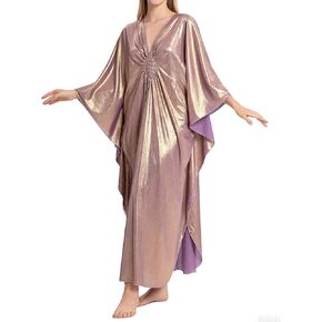فساتين Bsubseach Kaftan للنساء اللامع اللمعان Batwing Sleeve Kaftan Cover Up Beach Maxi Dress Loungewear