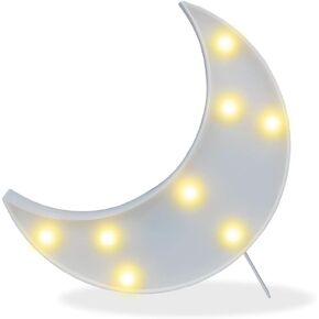 Pooqla Decorative LED Crescent Moon Marquee Sign - Moon Marquee Letters LED Lights - Nursery Night Lamp Gift - Ramadan Decorations for Home(White)