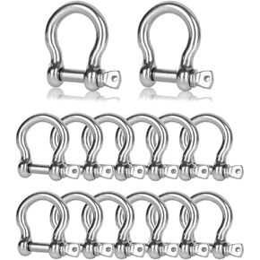 14 PCS Anchor Shackle 5/16 Bow Shackle M8 Screw Shackle 304 Stainless Steel Chain Shackle Clevis Heavy Duty Screw Pin Shackle for Anchor, Towing, Off Road Recovery