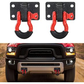 Bestzheyu 2PCS Front Tow Hook Hook Bracket مع استبدال Shackle Ring 3/4 "لعام 2010 2011 2012 2013 2014 2015 2017 2018 2018 2019 2020 RAM 2500/3500/4500