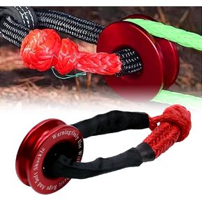 RULLINE UTV ATV SUV Truck Recovery Essential Accessories - Synthetic Winch Rope and Snatch Ring Soft Shackle Set | Winch Accessories (41000 lb, Red Ring & Red Shackle)