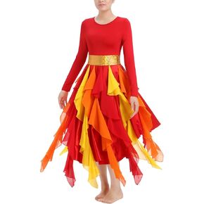 Afavom Women Gold Gold Metallic Dance Dance Dance Dress Trucle Dust Termly Dress Liturgical Lyrical Dance Worsh