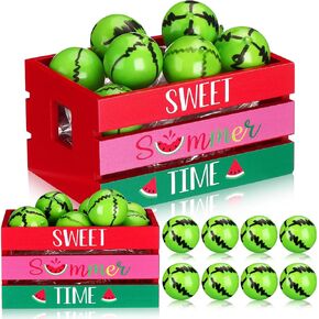 Yulejo Watermelon Mini Crate Summer Tiered Tray Decor مع 8 مزرعة مزرعة مزرعة فاك