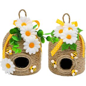 زخارف النحل خلية 2 حزمة Rustic Bee Hive Decorations ، زخارف النحل مزرعة ، ديكور المنزل تحت عنوان النحل ، ديكور المنزل الربيعي للمطبخ ، غرفة المعيشة ، و Mantel
